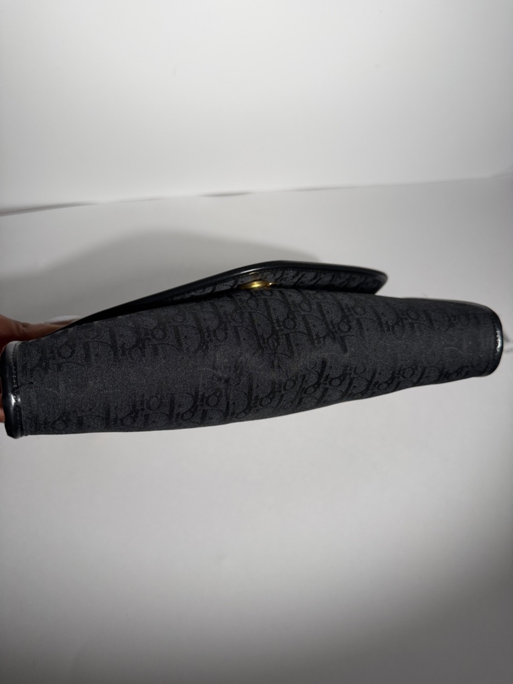 Pre-Love Christian Dior Trotter Canvas  Black Envelope Crossbody with Gold Chain - Picture 9 of 17